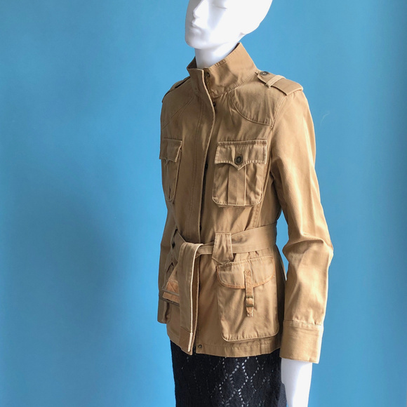 Khaki Tan Canvas Safari Jacket Sz M 